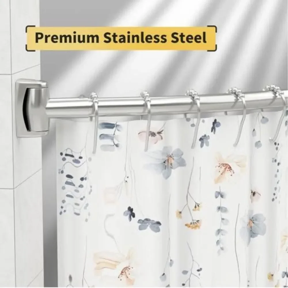Curved Shower Curtain Rod, 42-74 inches Extra Wide Curved Shower Curtain Rod Adj